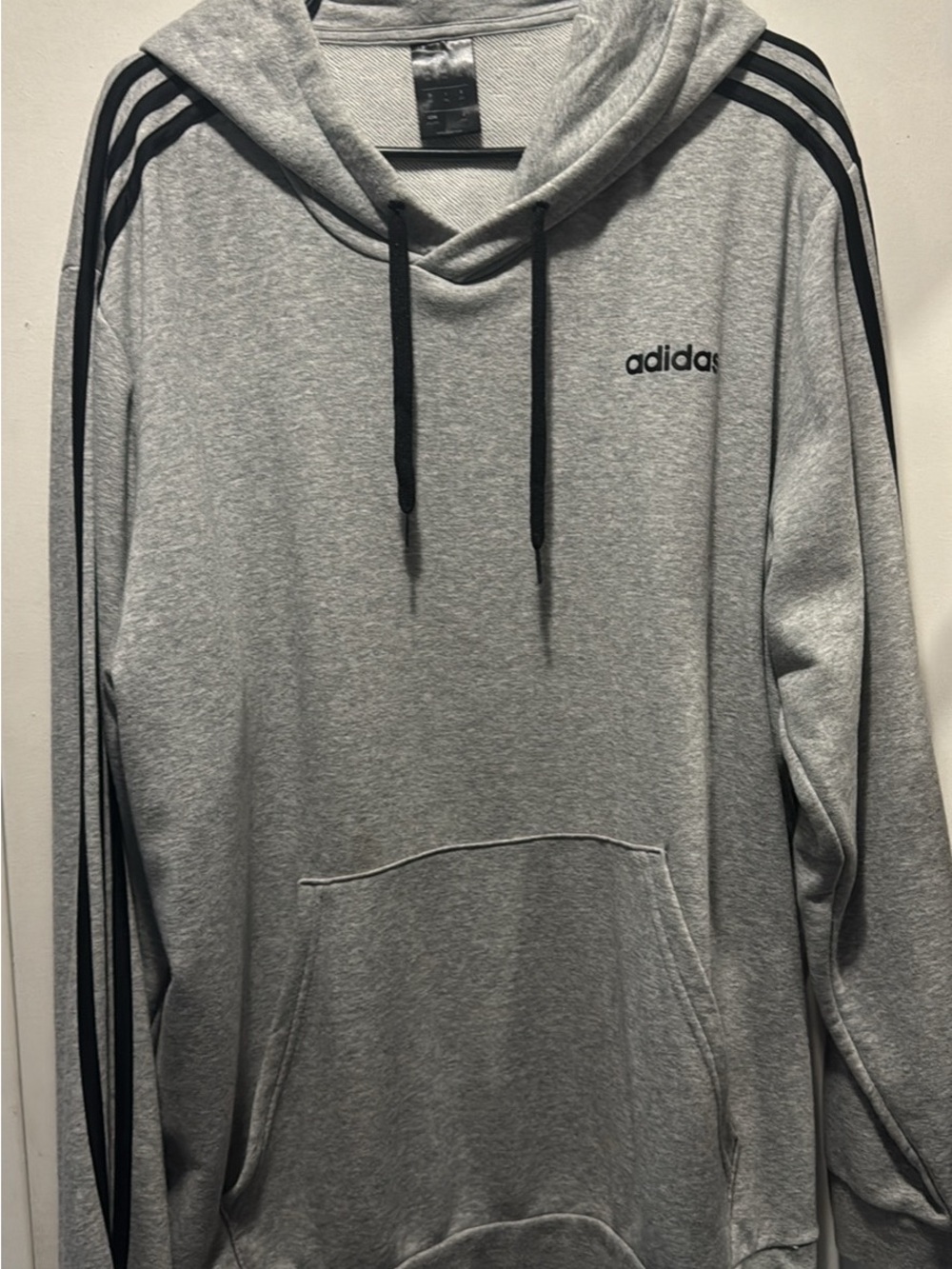 adidas Gray Hoodie with Black Three-Stripe Accents
